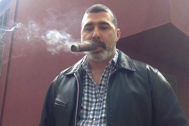 leather jacket cigar dad