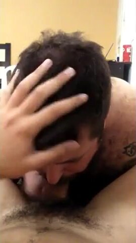 Hairy bear sucking huge cock - video 2