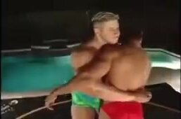 Wrestling  by the pool