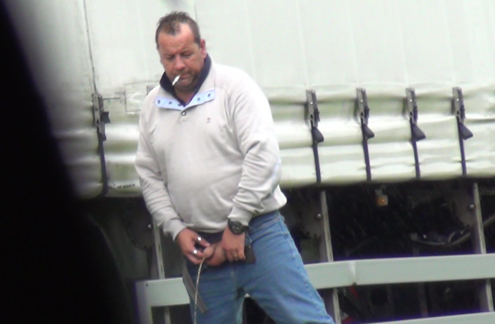 Trucker Caught Peeing 2015 September 221