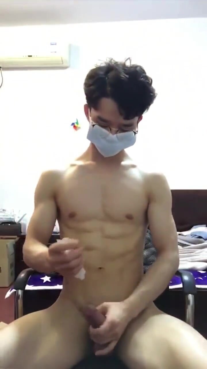 Asian muscle man and long sounding rod
