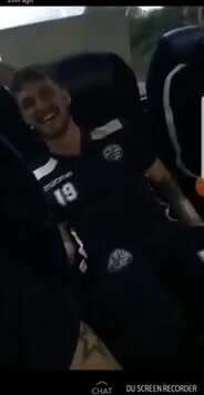 Sportsman putting stuff into his butt