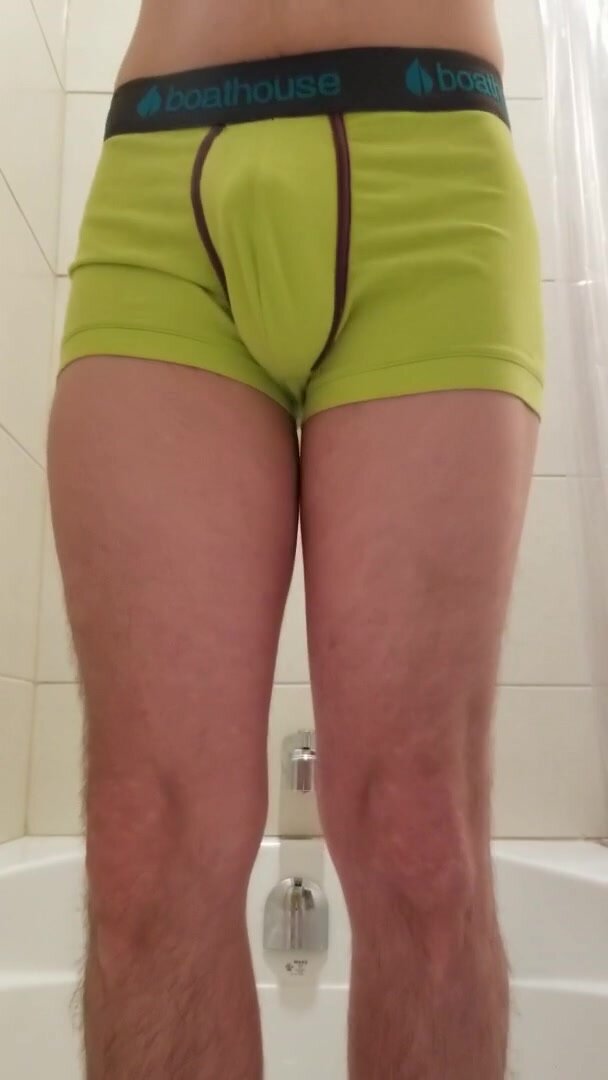 Desperately shy guy cumming in underwear