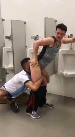 Eating a guys ass in a bathroom