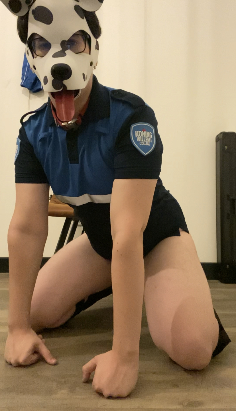 Police pup has a drink