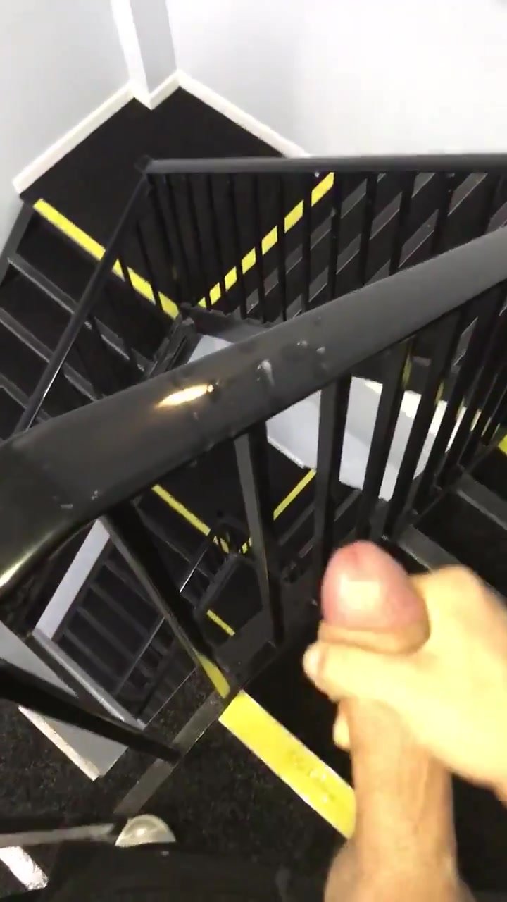 Big cumshot all over staircase