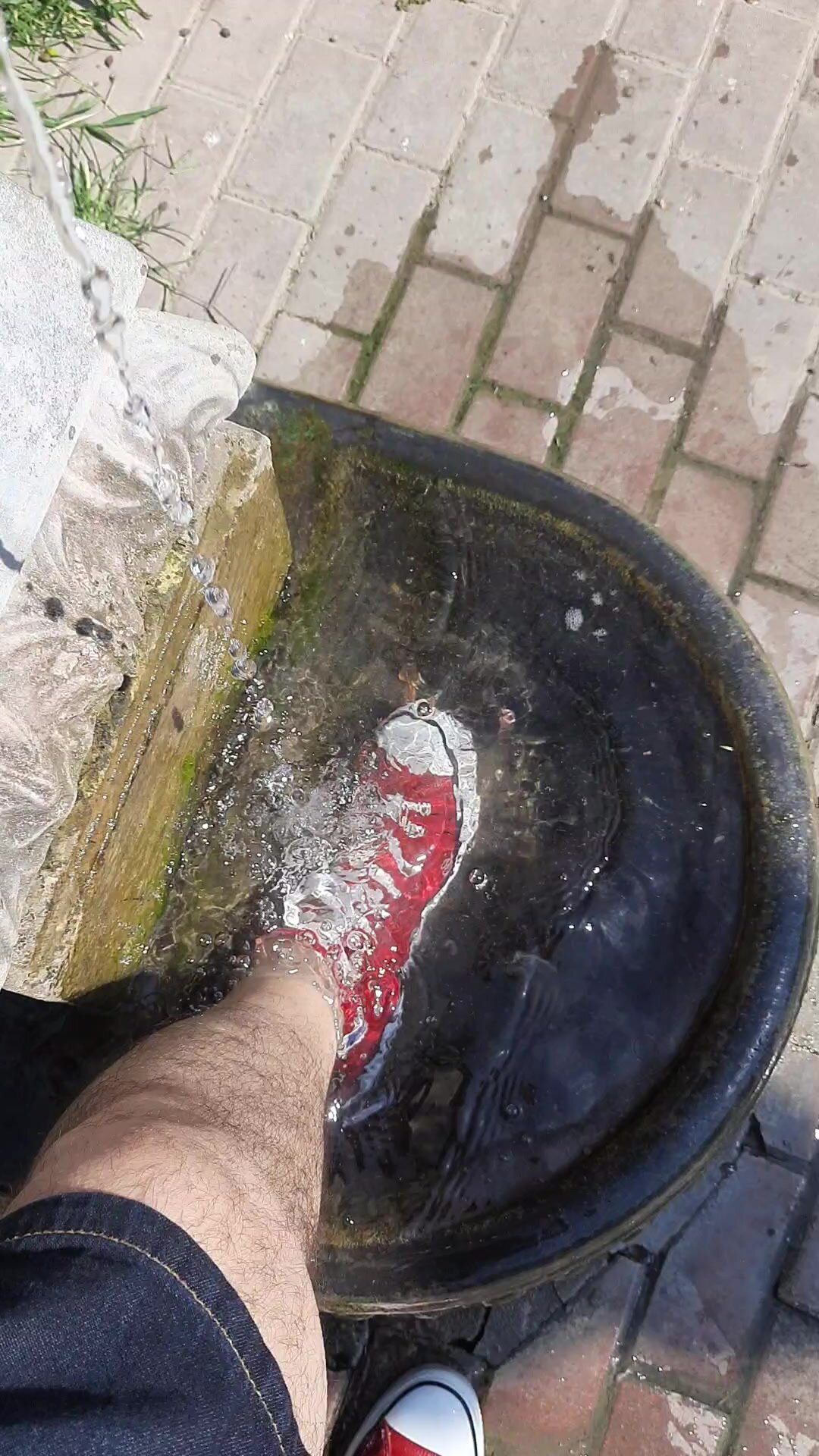 Wet red Converse
