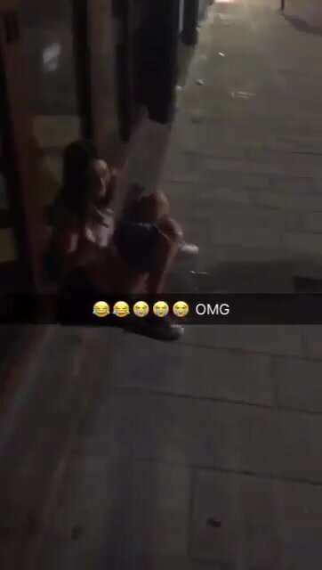 drunk girl pees on the sidewalk