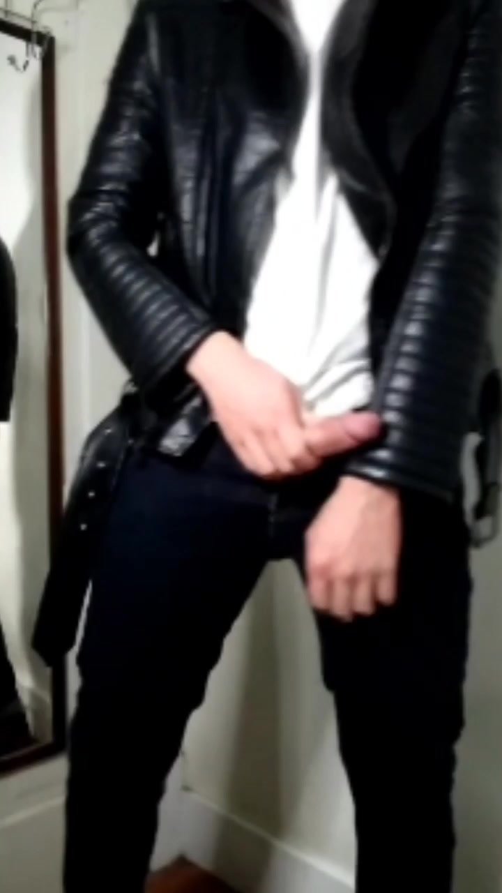 Jerking Off and Cumming on my Leather Jacket
