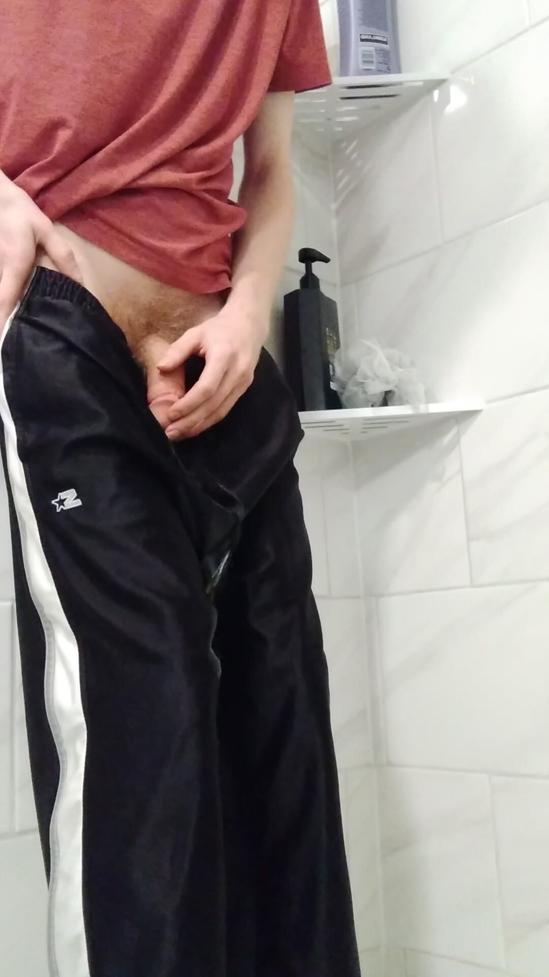 Pissing on top of my basketball pants