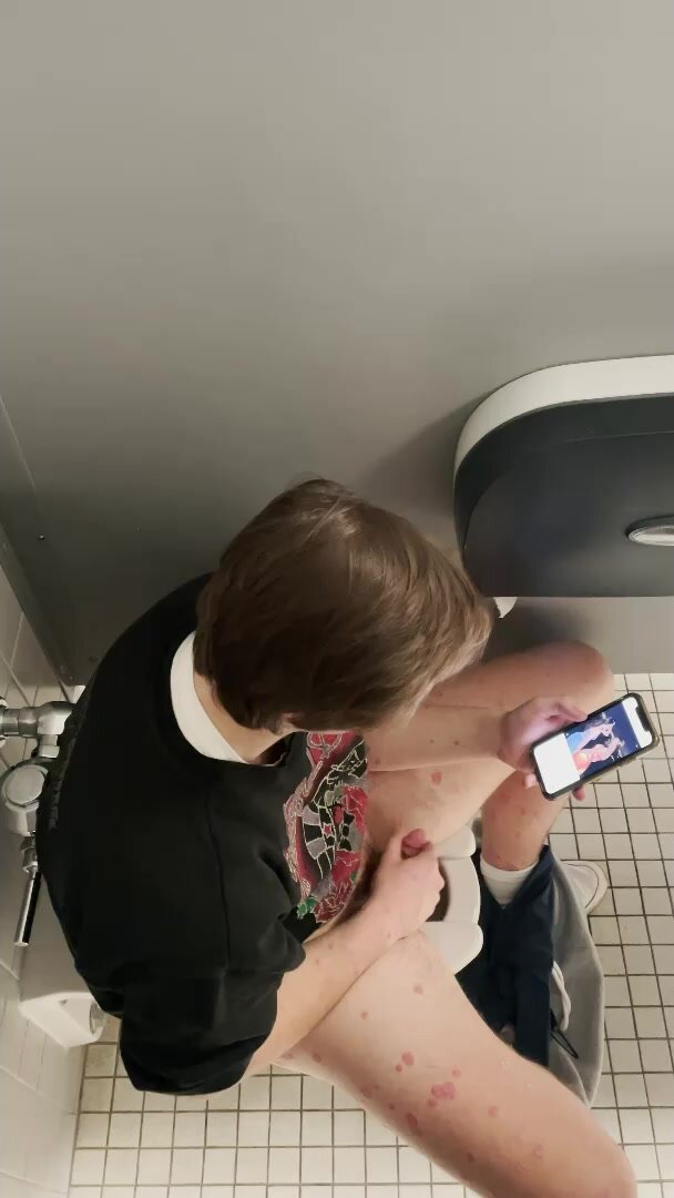 College student caught jerking off in bathroom