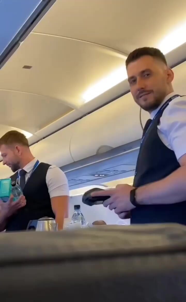 Flight attendants flirt