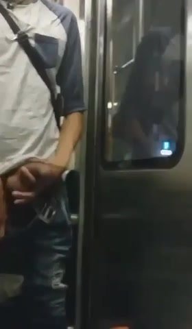 Hung guy flashing cock on the subway