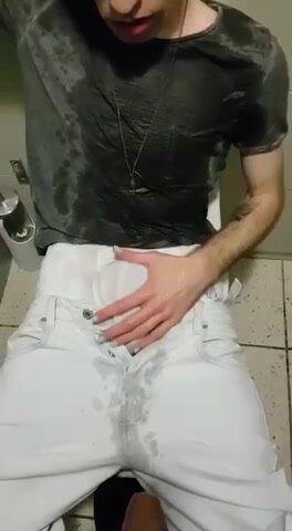 Faggot pissed in a public toilet by alpha man