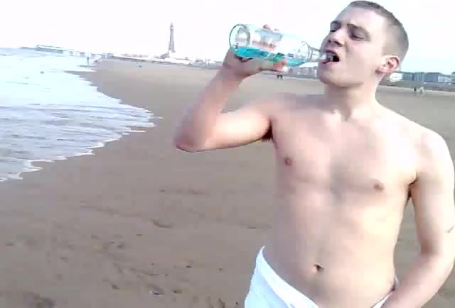 Naked on Blackpool beach