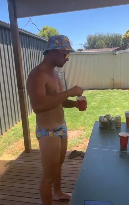 Fit str8 guys playing beer pong