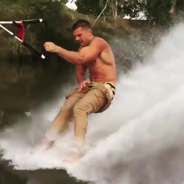 Undressing while waterskiing