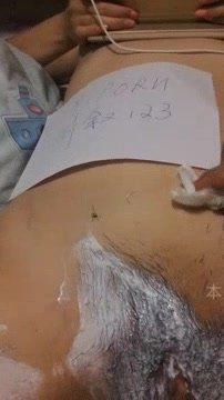 Wiping off the hair from my hairy asian gf's cunt