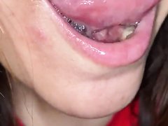 Japanese girl show long tongue fetish and uvula fetish