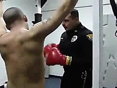 Cop punches tied slave