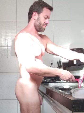 Naked washing up