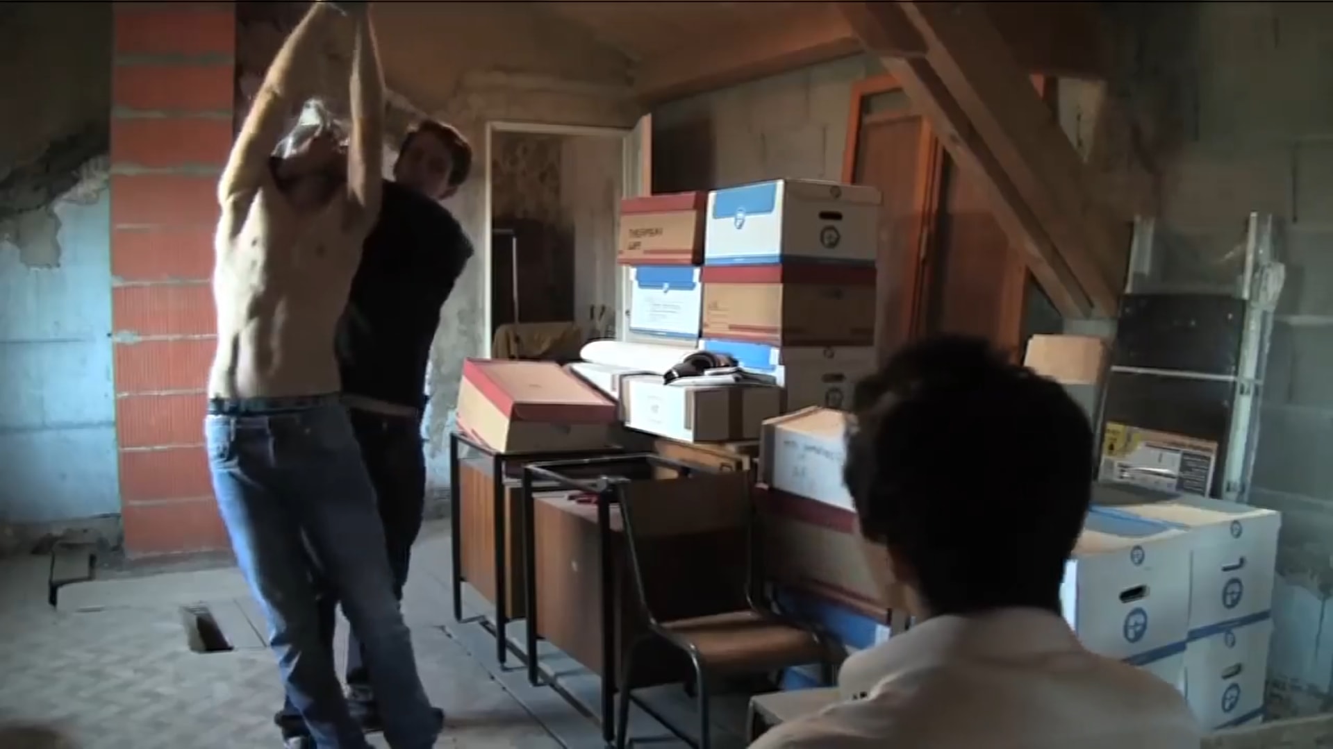 Kidnapped, tied and tortured guy from a short film