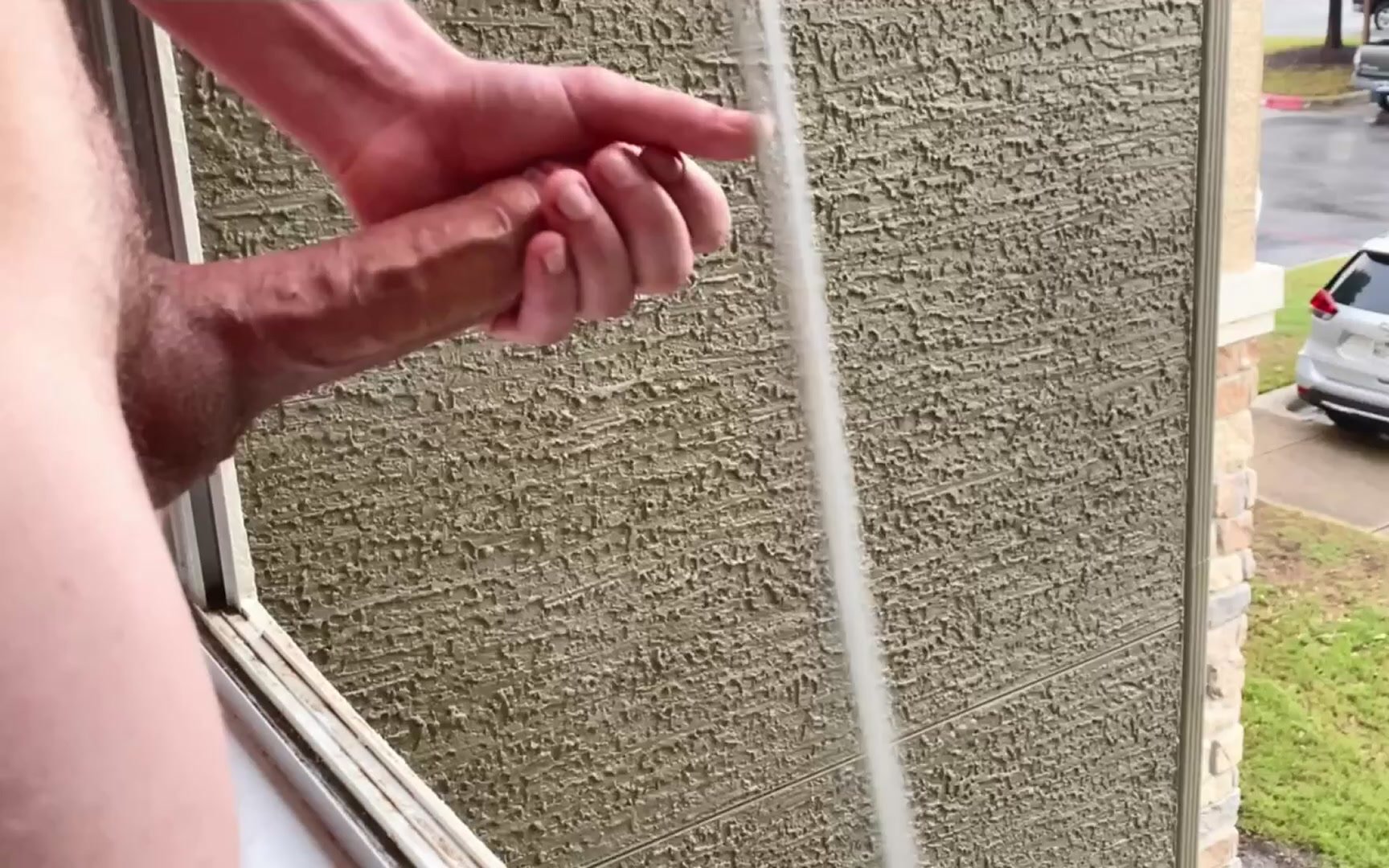 guy cums outside window again