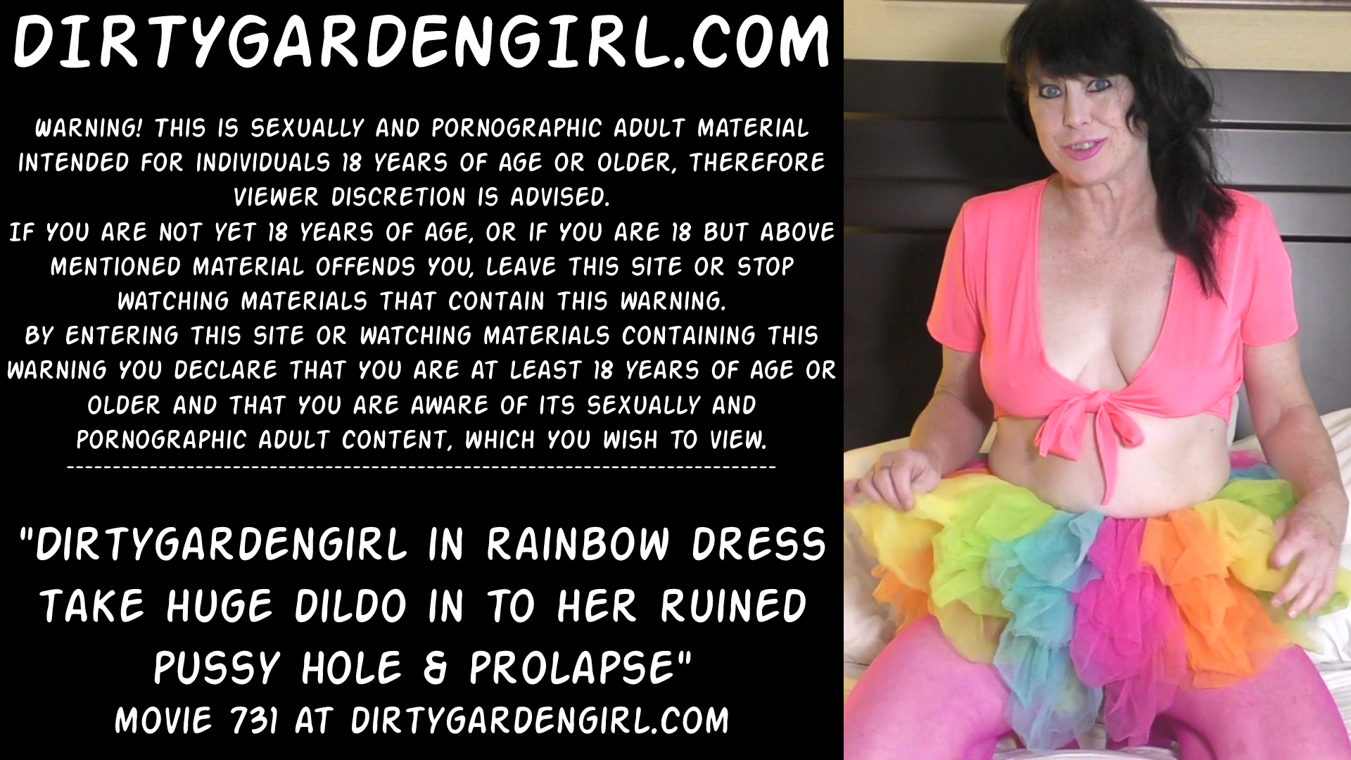 Dirtygardengirl in rainbow dress take huge dildo pussy