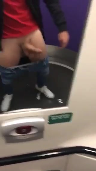 Guy showing off huge cock in bathroom