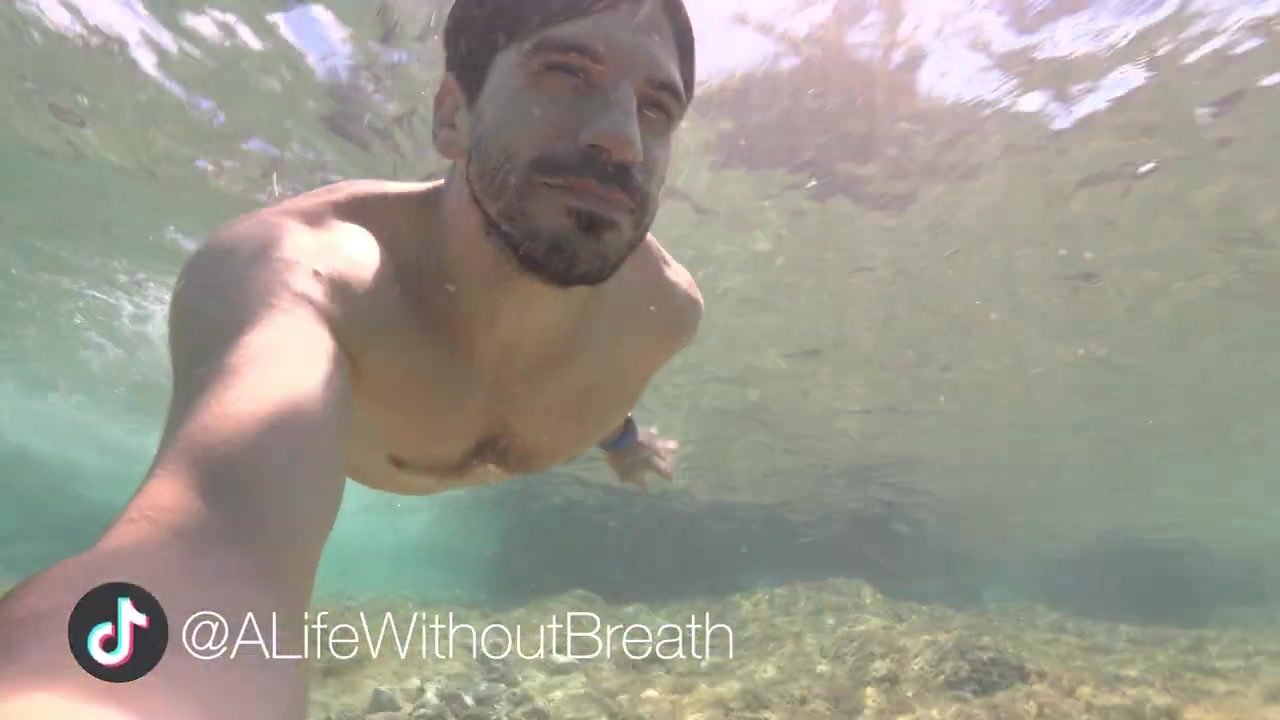 Croatian freedivers breatholding barefaced underwater