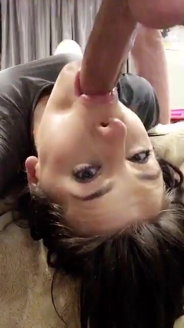 girl gives blowjob upside down
