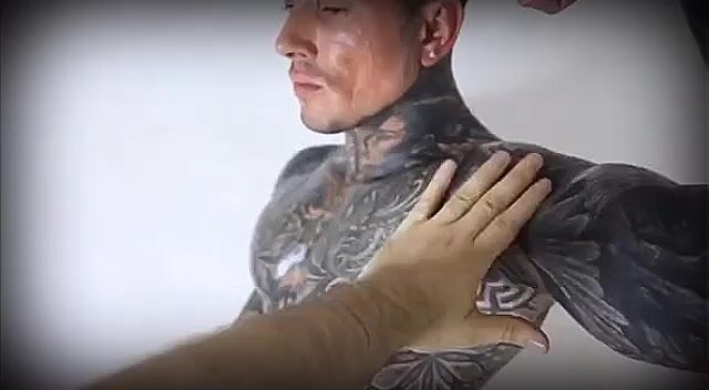 Tattooed guy massage