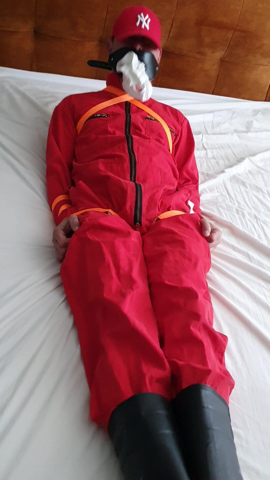 Red coverall bound