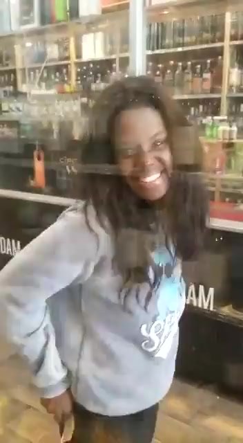 Ebony high on drugs pisses in NYC corner store