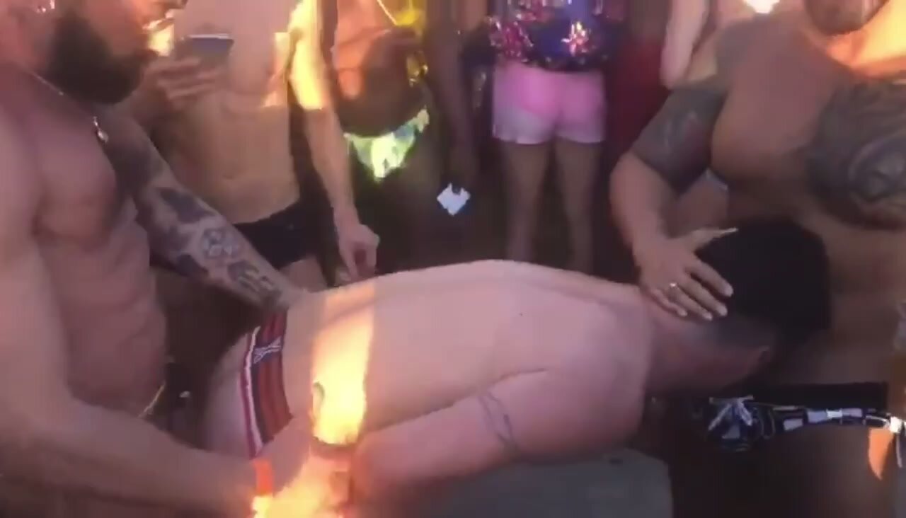 Guy gets fucked by huge cock in public festival