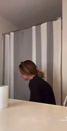 Blonde girl blowing her ass out