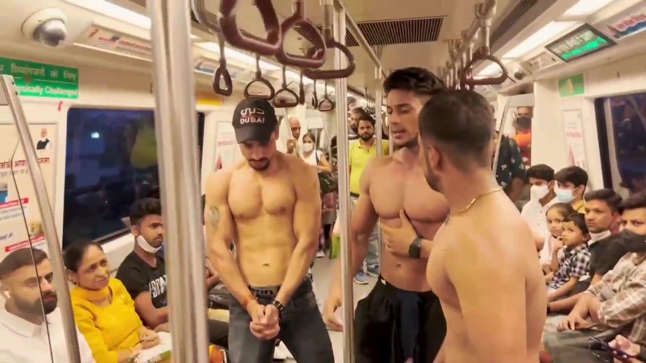 Shirtless in the metro