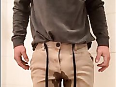 Blair peeing his khaki pants