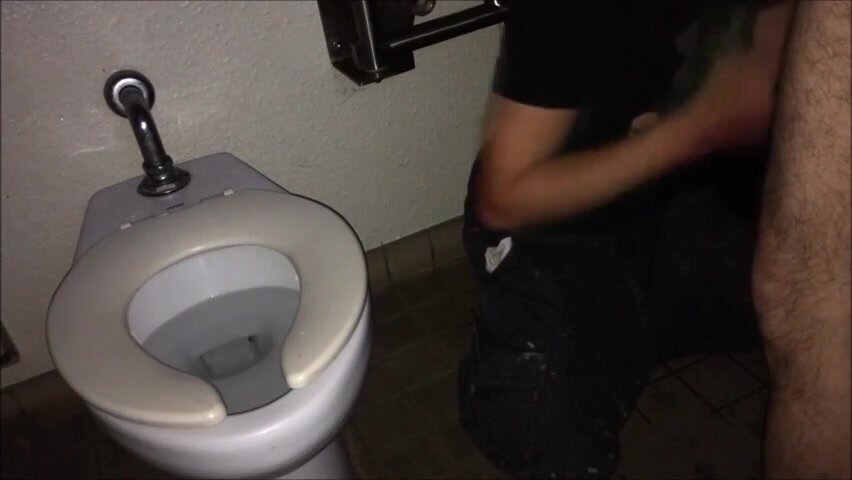 Sub licks ass and gets mouthfucked in toilet