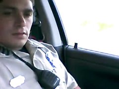 cop jerks and cum next to squad car