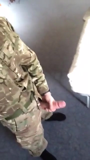 solider strokes his dick