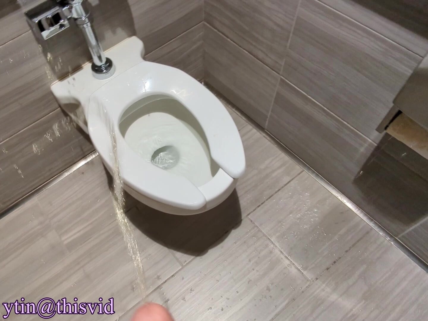 Public Restroom Piss Around Stall and on Toilet Paper