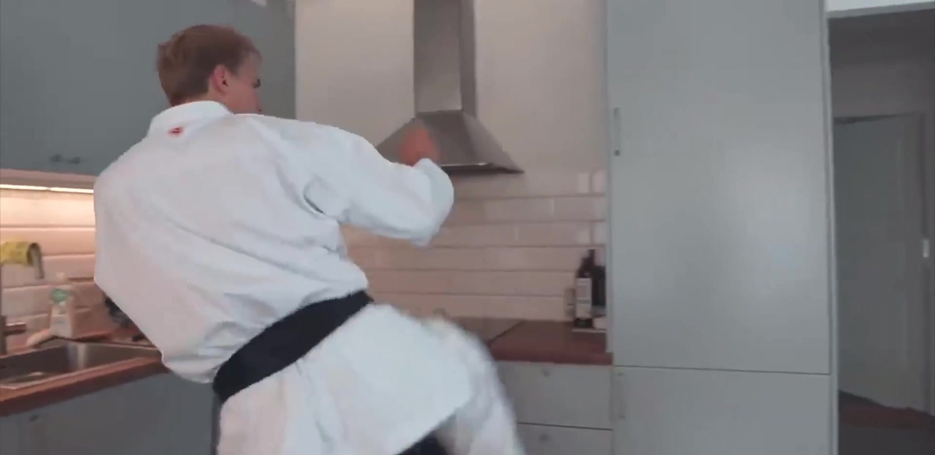 Karate Master Opens Door With Foot