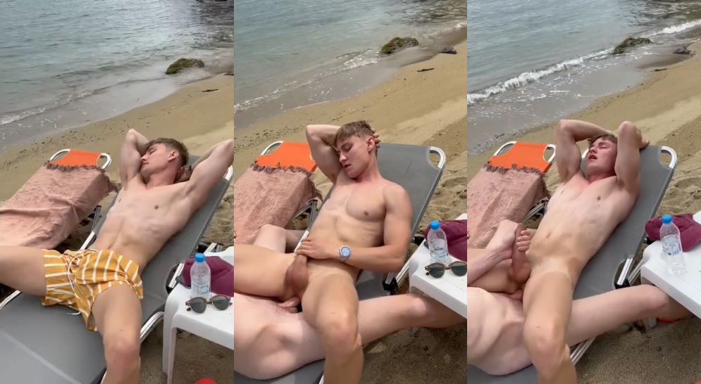 Stunning Blond Guy Fucked Bareback in the Beach