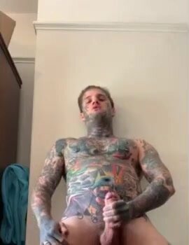 Tattooed Guy Wanking