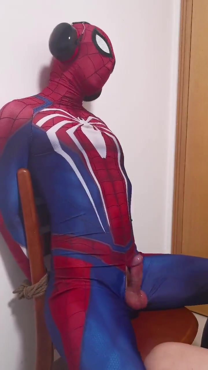 spiderman tied and cum