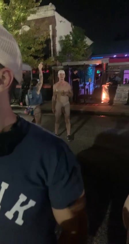 Naked drunk guy on the street