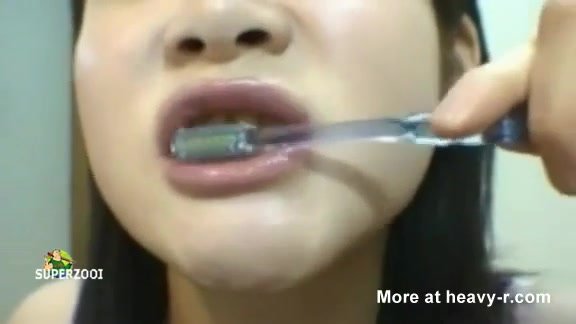 Asian brush teeth with shit