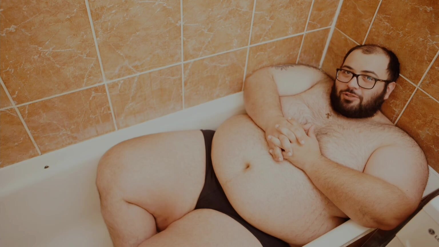 Fat man in bathtub