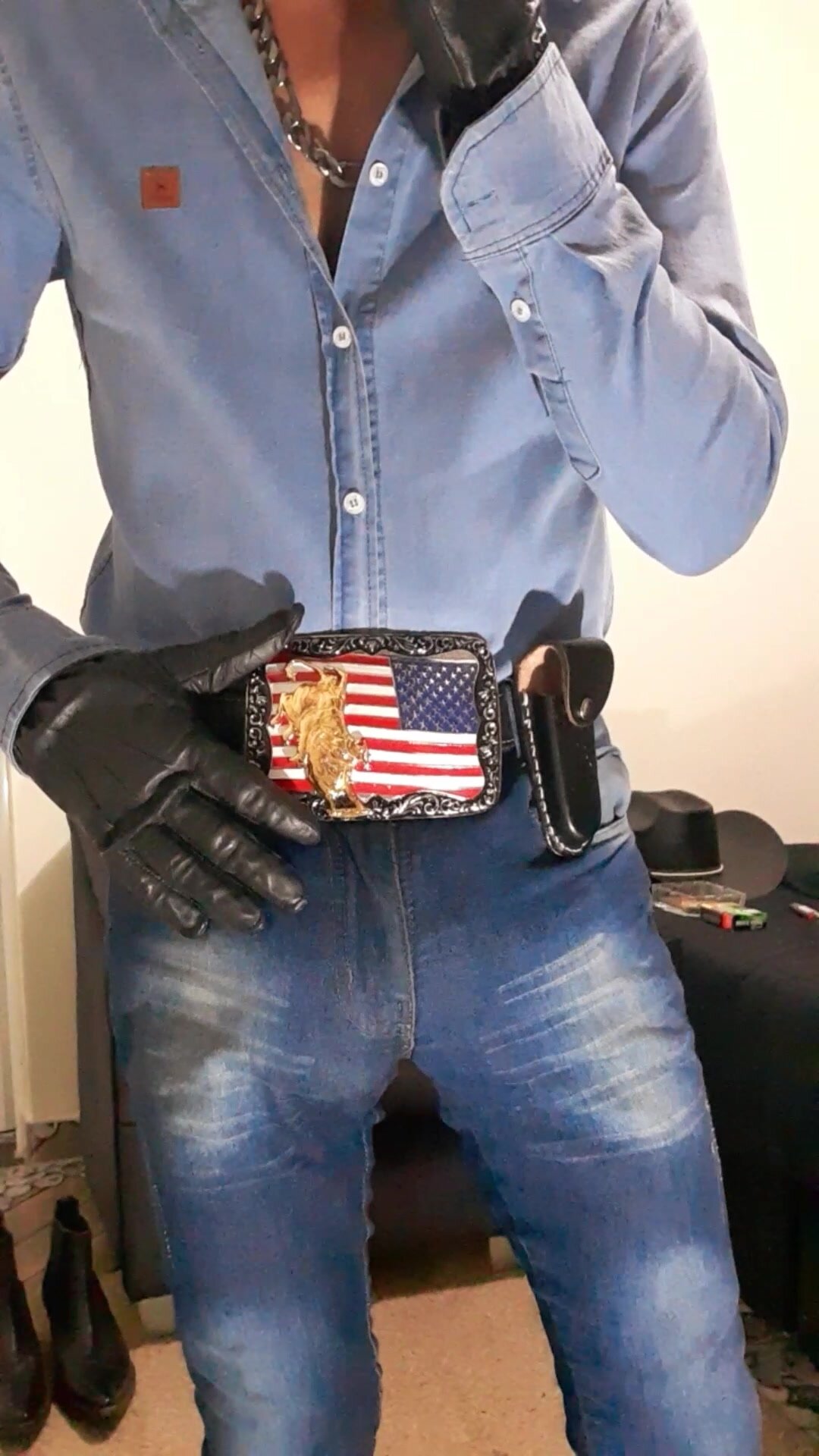 Cowboy full jeans with monster balls, gloves